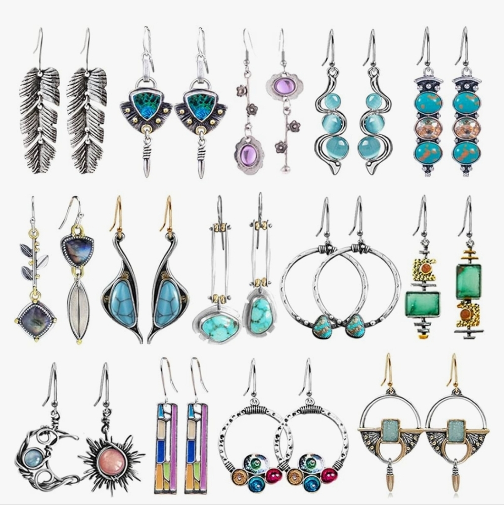 Bulk Boho Chic Statement Earrings 14 Pairs NWT - Picture 1 of 5